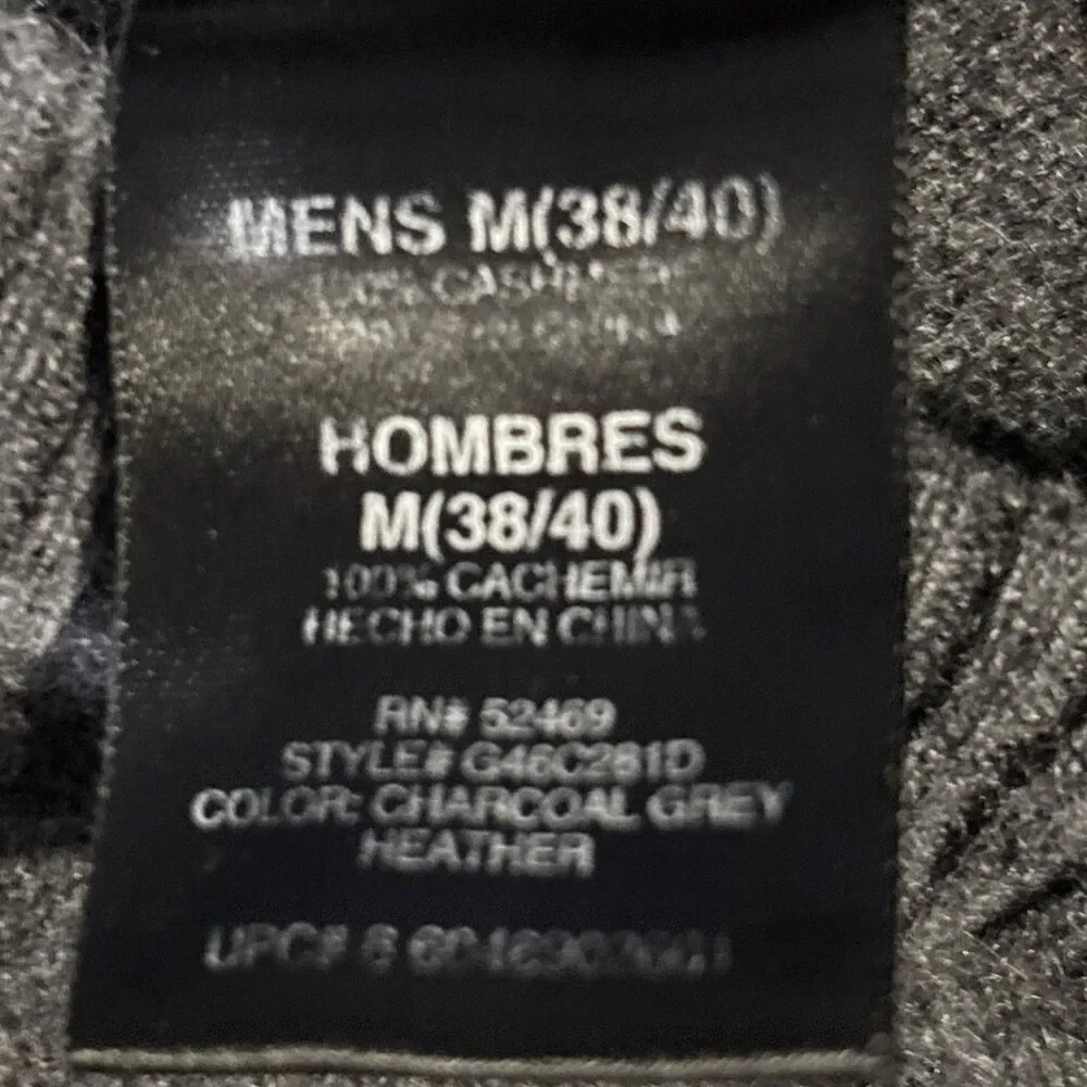 George 100% Cashmere Sweater Gray V Neck Pullover Long Sleeve Men's Medium 38 40